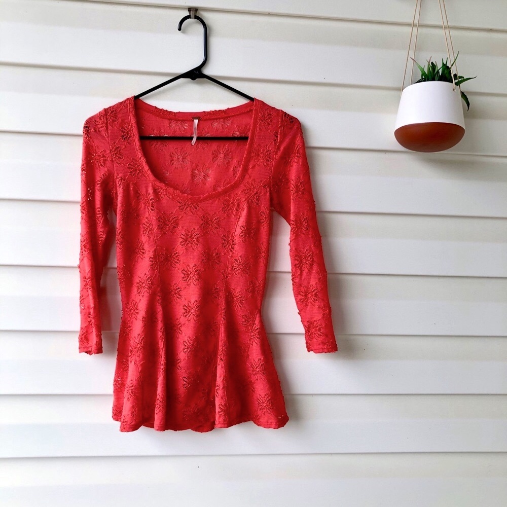 Free People Daisy Pointelle Peplum Top - Picture 10 of 14